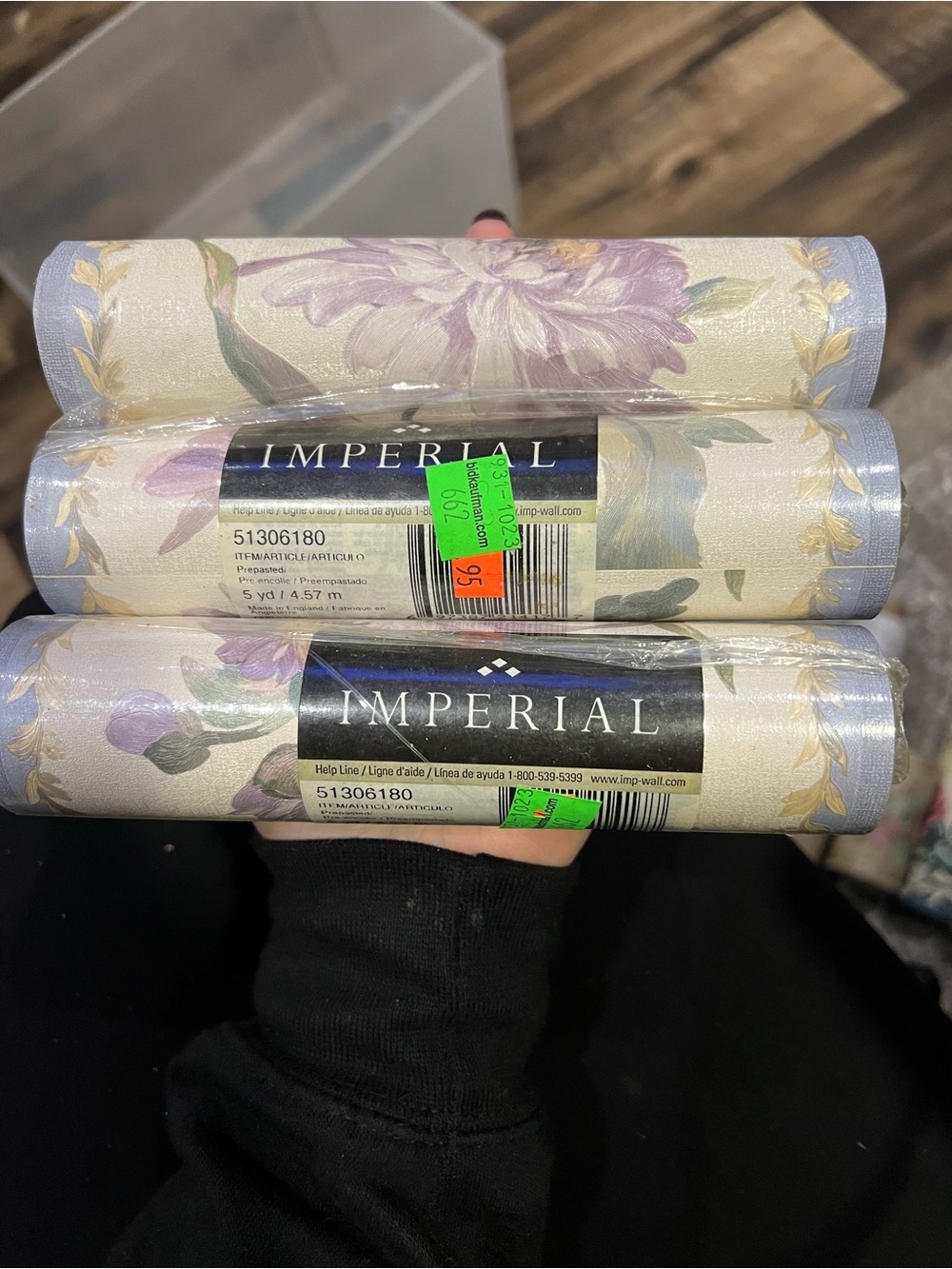 Vintage Imperial Wallpaper Border 51306180 Lavender Floral 5 Yd NOS Lot of 3